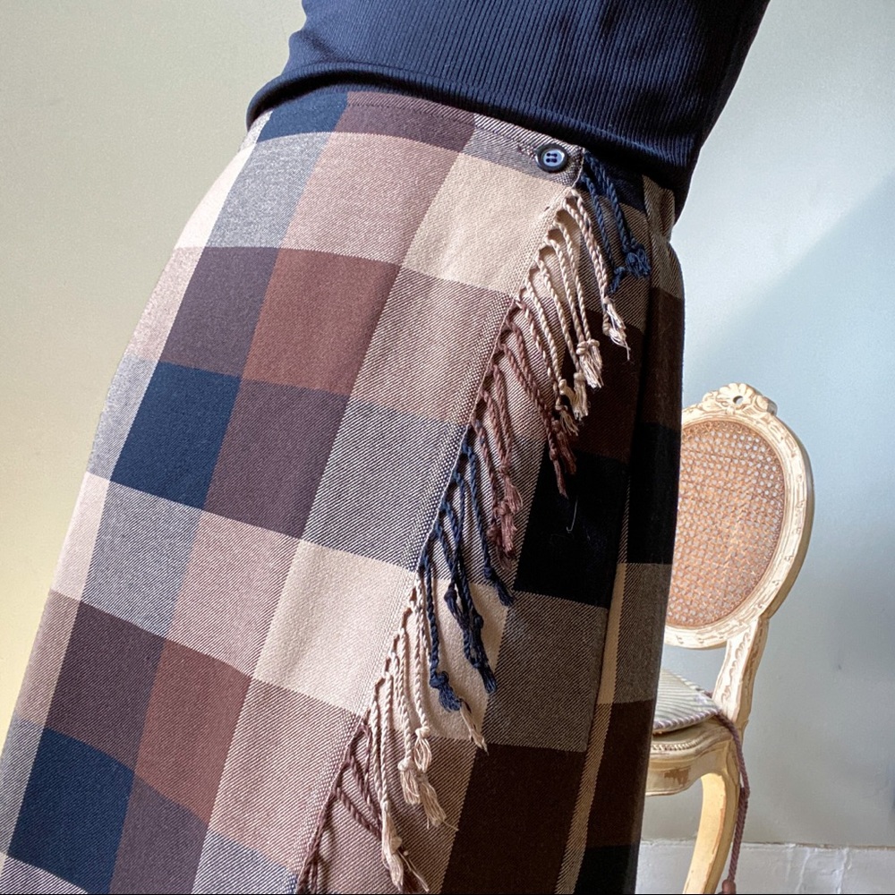 SOLD Vintage 1970s Requirements Plaid Maxi Fringe